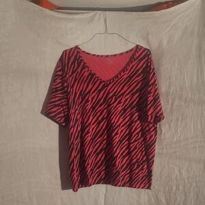 Hannah Pink and Black Animal Print V-Neck Tee
